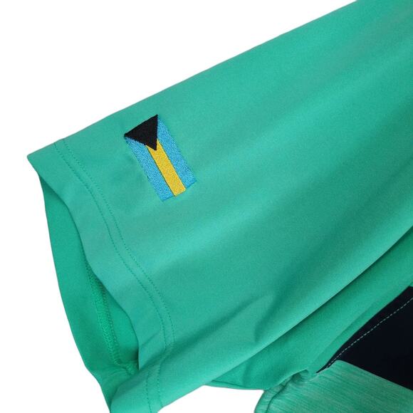 Footjoy FJ Men's L Green Striped Polo Golf Shirt Short Sleeve Royal Blue Bahamas - Picture 5 of 7